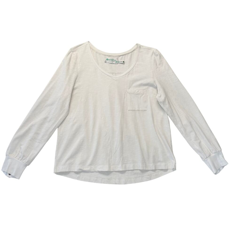 AVENTURA Organic Cotton Long Sleeve Shirt Women's Size L White Top - Picture 3 of 16
